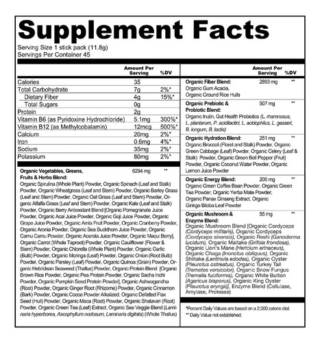 Zena Organic Super Greens Powder Packets, 45 Count 3