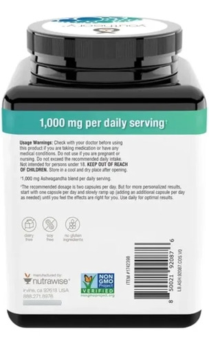 Youtheory Ashwagandha 1,000 mg Daily Adaptogen Formula 180 Vegetarian Capsules 2