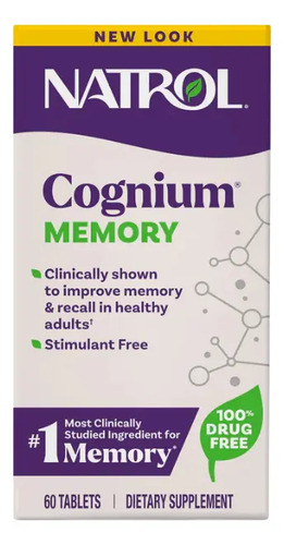 Suplemento Memoria Natrol Cognium 100mg 60 Tabs Sin Sabor Neutro 4