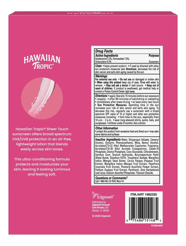 Protector Solar Hawaiian Tropic Sheer Touch Spf 30 Pack 2pz 2