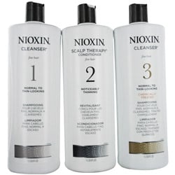 Nioxin System 4 Kit 10.1oz Color Safe Cleanser Shampoo, 10.1 oz Color Safe Scalp Therapy Conditioner, 1Liter Color Safe Scalp and Hair Treatment Unisex 3 Pc