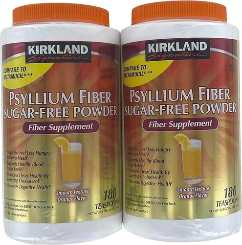 Suplemento Fibra Psyllium Kirkland Naranja Pack 2 Botes Naranja 4