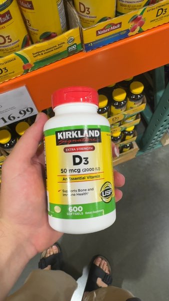 Vitamina D3 Kirkland Signature En Cápsula Sin Sabor De 600 Un 2