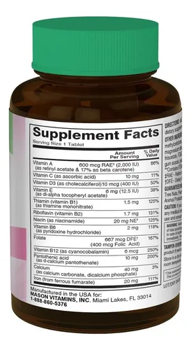 Multivitamínico Mujer Con Hierro People's Choice 30 Tabletas Sin Sabor 3