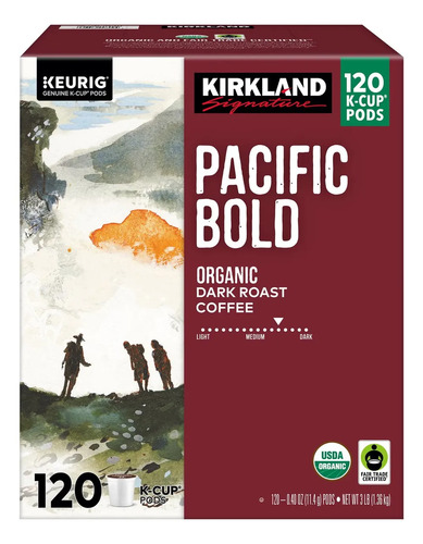 Kirkland Signature Organic Pacific Bold Dark-Roast Coffee, 120 K-Cup Pods