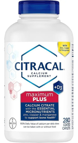 Citracal Calcio Maximum Plus Con Vitamina D3 280 Tabletas Sin Sabores
