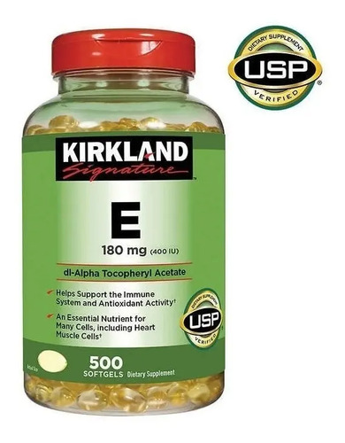 Kirkland Vitamina E 180 Mg 400 Iu Con 500 Softgels Usp Neutro