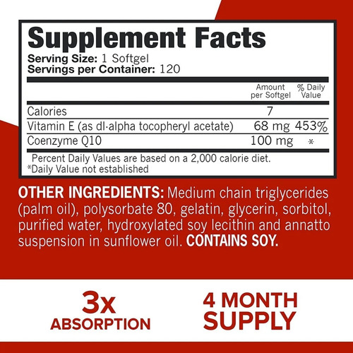 Qunol Coq10 Ultra 100mg Cápsulas 180 Softgels Sin Sabor 4