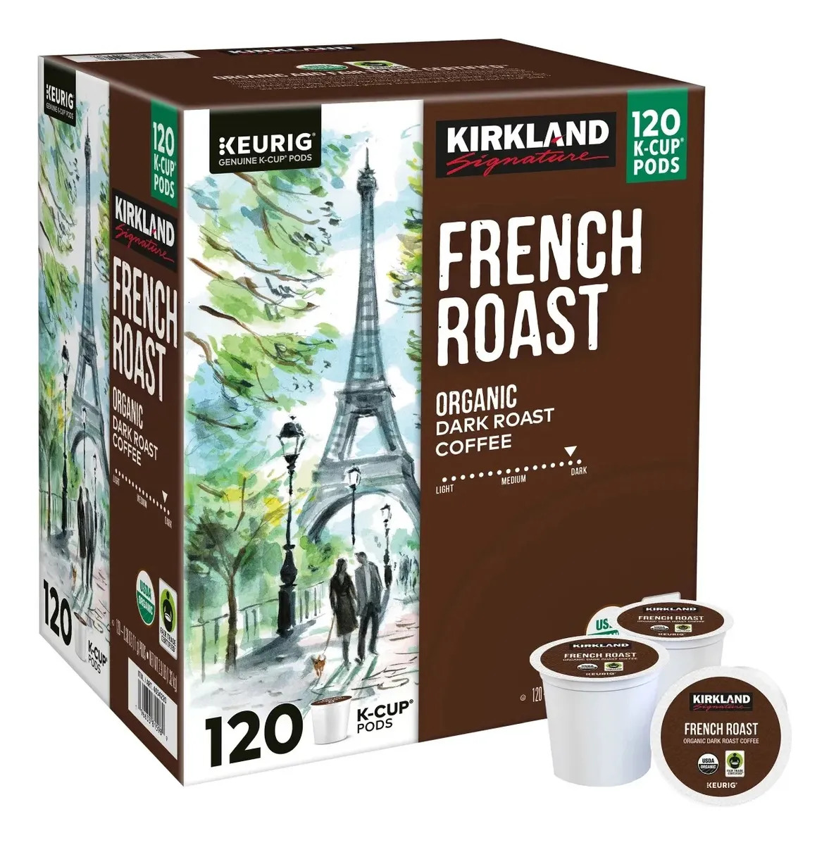 Kirkland Signature French Roast Café Orgánico Tostado Oscuro K-Cup 120 pz