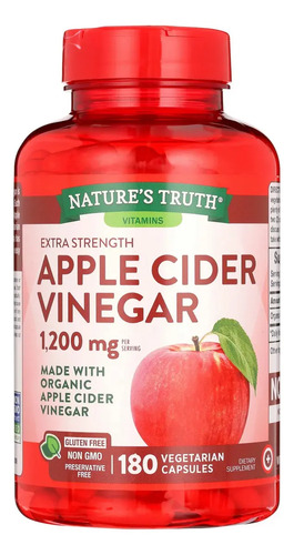 Natures Truth Vinagre De Manzana 1200mg 180 Caps Sabor Sin Sabor