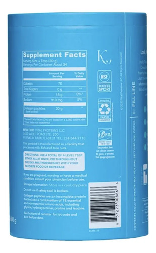 Vital Proteins Collagen Peptides Pasture Raised Grass Fed Paleo Friendly - 24 oz 4