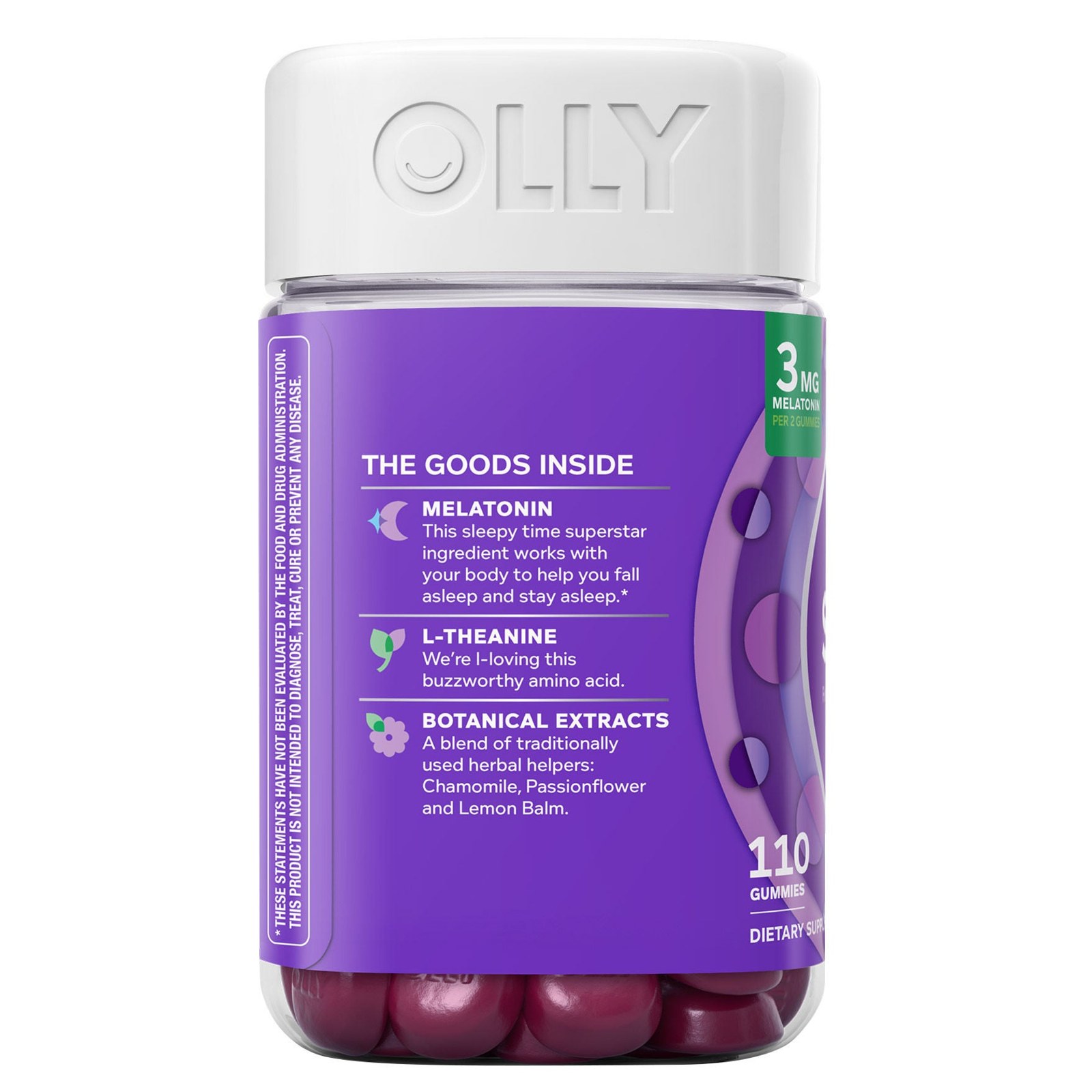 Olly Sleep Melatonina Premium 110 Gomitas Sabor Mora Zen Mora 3