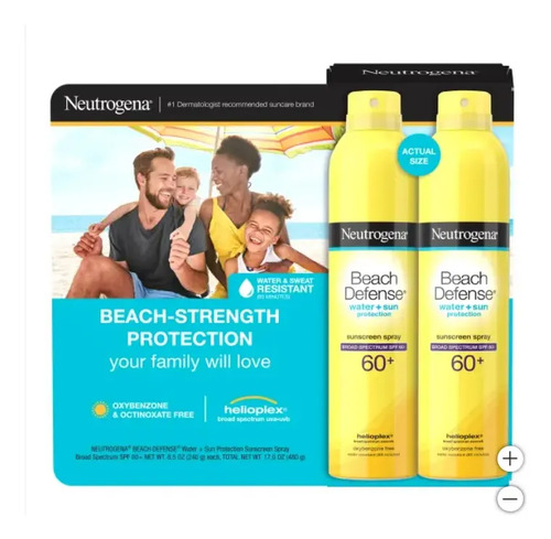Bloqueador Neutrogena Beach Defense Spf60 Spray 2 Pzas 240g 2