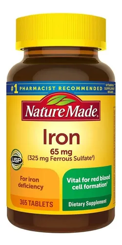 Nature Made Hierro 65 mg, 365 Tabletas