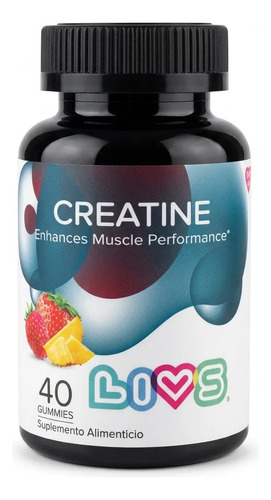 Creatina En Gomitas Livs Monohidrato 5g Deportiva 40 Pzs Piña Y Bayas