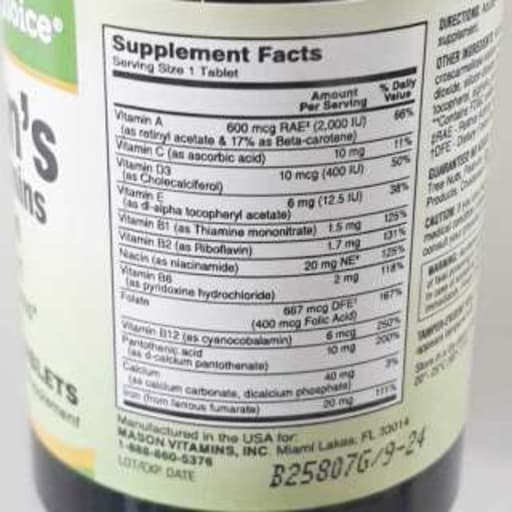 Multivitamínico Mujer Con Hierro People's Choice 30 Tabletas Sin Sabor 2