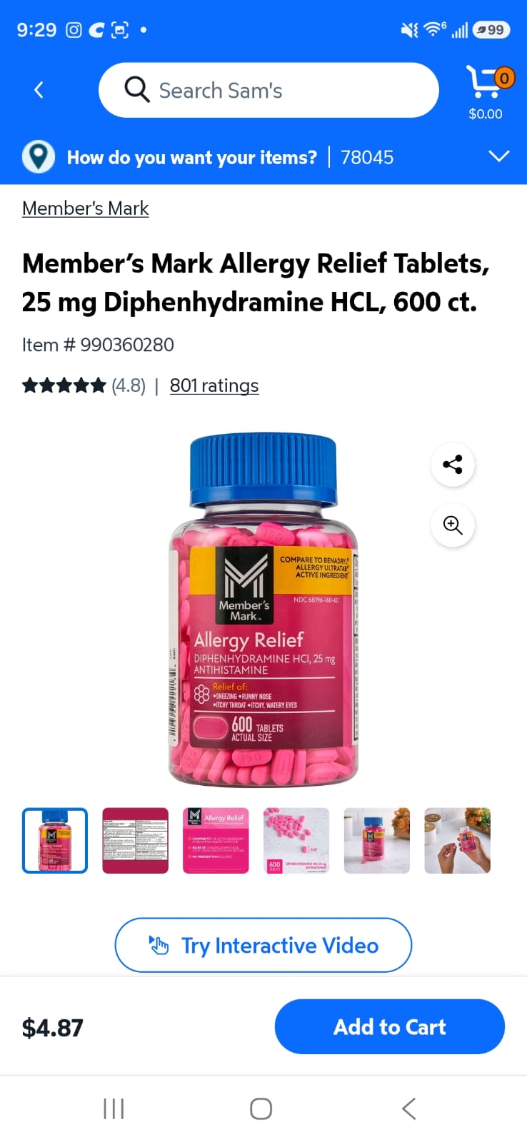 Alergias Relief Difenhidramina 25 Mg Members Mark 600 Tabs Sin Sabor