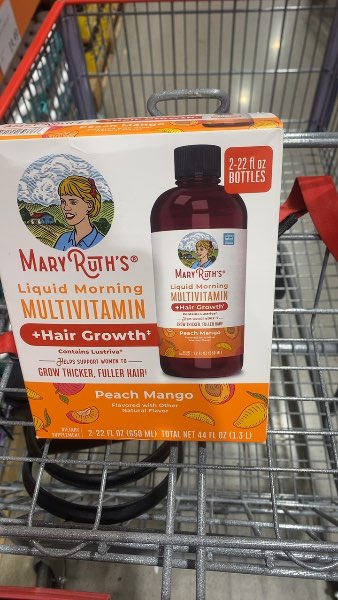 Mary Ruth's Liquid Morning Multivitamin + Hair Growth Peach Mango 2-22 fl oz Bottles