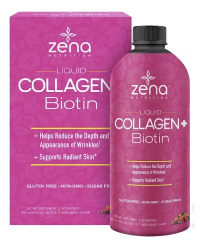 Zena Nutrition Colágeno Líquido Con Biotina 900 Ml 30 Oz Sin Sabor 2