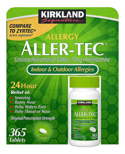 Antihistamínico 10 Mg Allertec Sin Sueño Alergia 365tabs Neutro 3
