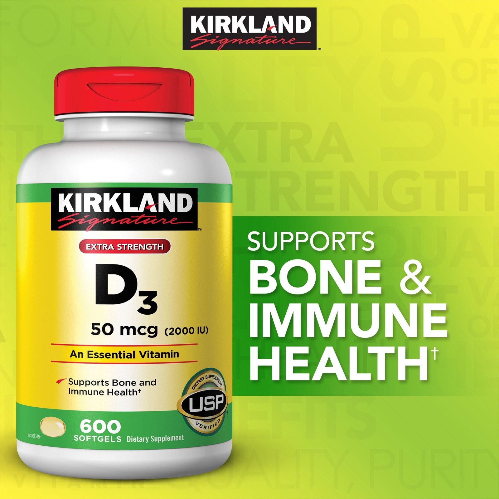 Vitamina D3 50mcg 2000iu Kirkland Ayuda Corazon Huesos 600cp Sabor Neutro Sin Sabor 3