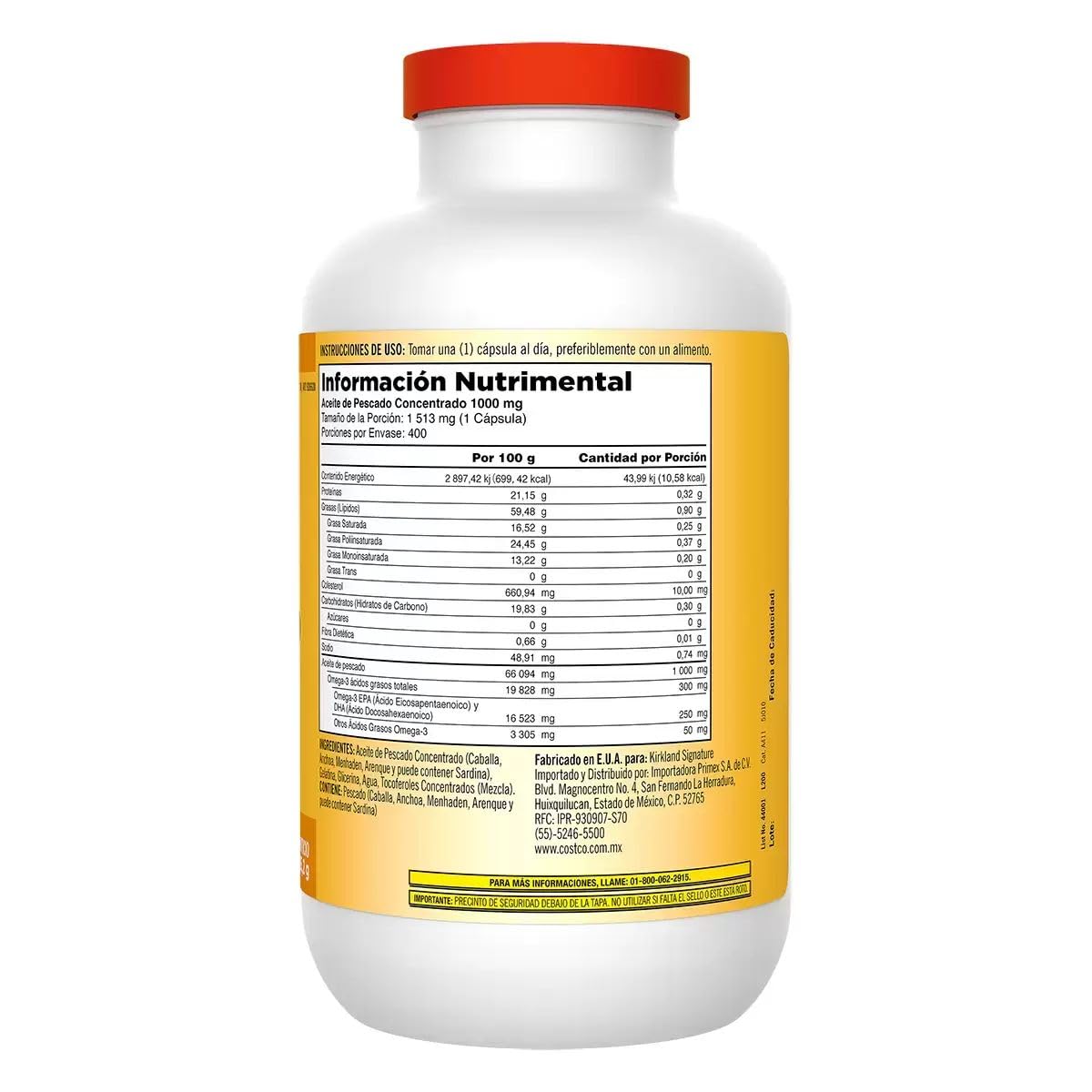 Kirkland Signature Fish Oil Concentrate with Omega-3 Fatty Acids, 400 Softgels, 1000mg 4