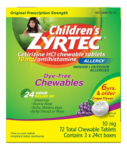 Children's Zyrtec Children's Allergy 72 Chewable Tablets