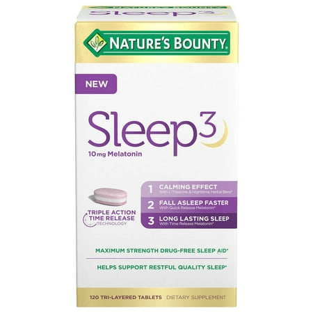 Nature's Bounty Sleep3 10mg Melatonin 120 Tablets Sleep3 Natures bounty 10 mg 120 tabs