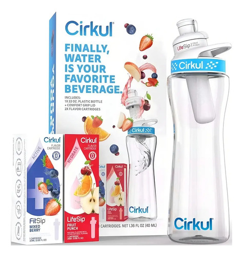 Bote Para Agua De 22oz, Cirkul Con 4 Cartuchos De Sabor