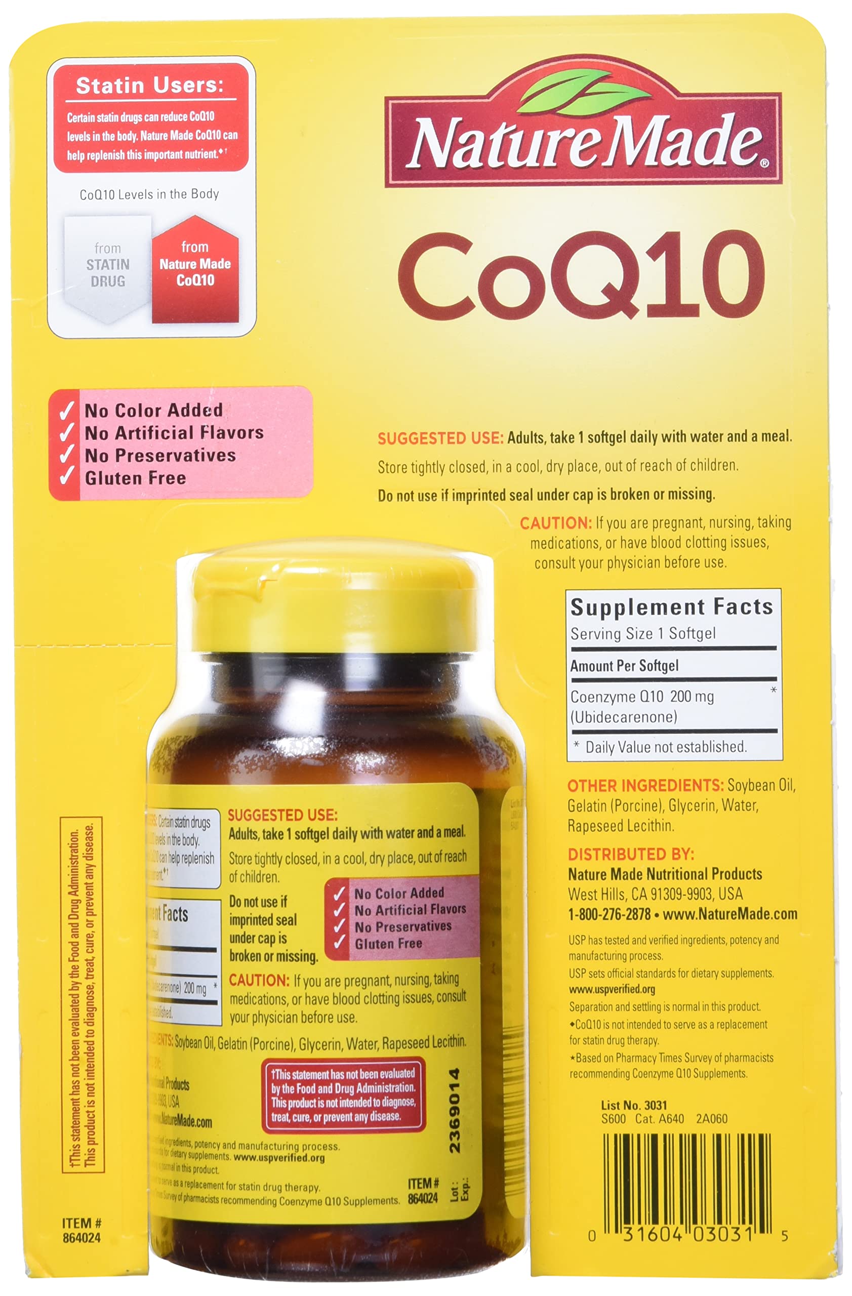 Nature Made Coq10 200 Mg Energía Celular 140 Softgels Sabor Neutro 4