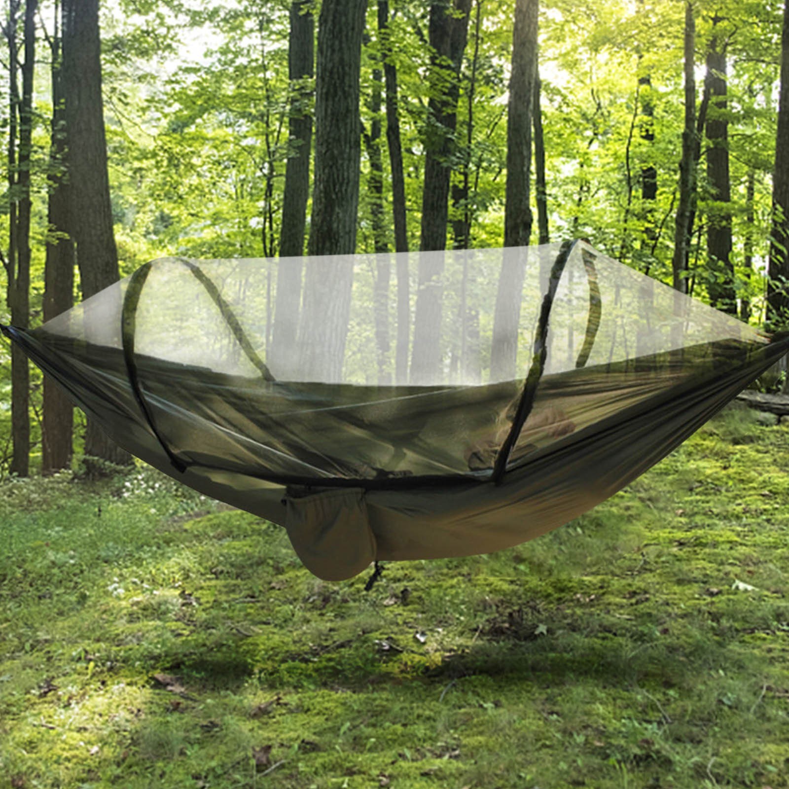 Hamaca Con Mosquitero Para Camping Portátil Con Correas Verde