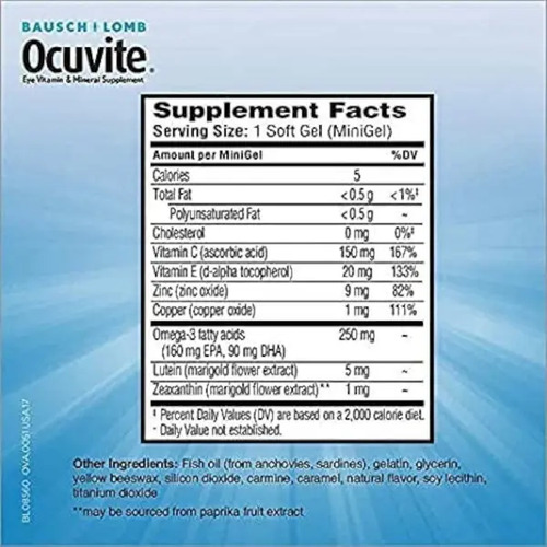 Ocuvite Adult 50+ Vitaminas Ojos Bausch Lomb 150 Softgels Sin Sabor 5