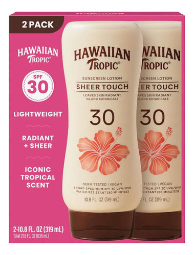 Protector Solar Hawaiian Tropic Sheer Touch Spf 30 Pack 2pz