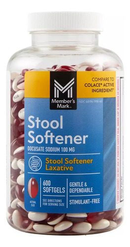 Member's Mark Stool Softener 100 Mg 600 Cápsulas Docusato Sin Sabor 3