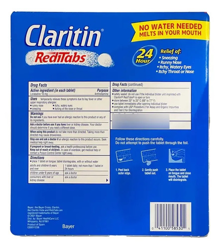 Claritin Reditabs Loratadina 10 Mg Alivio Alergias 70 Tabletas 2