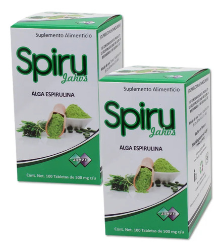 Spiru Jahv S Alga De Espirulina 100 Tabletas 500mg  (2 Pack) Sin Sabor