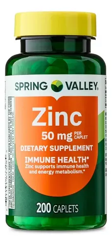 Zinc 50 Mg Spring Valley - Suplemento De Alta Potencia Para Refuerzo Inmunológico - Salud De La Piel Y Metabolismo -200 Tabletas Sin Sabor