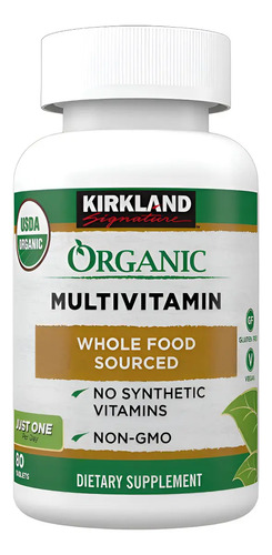 Multivitamínico Orgánico Kirkland Signature 80 Tabletas Sin Sabor