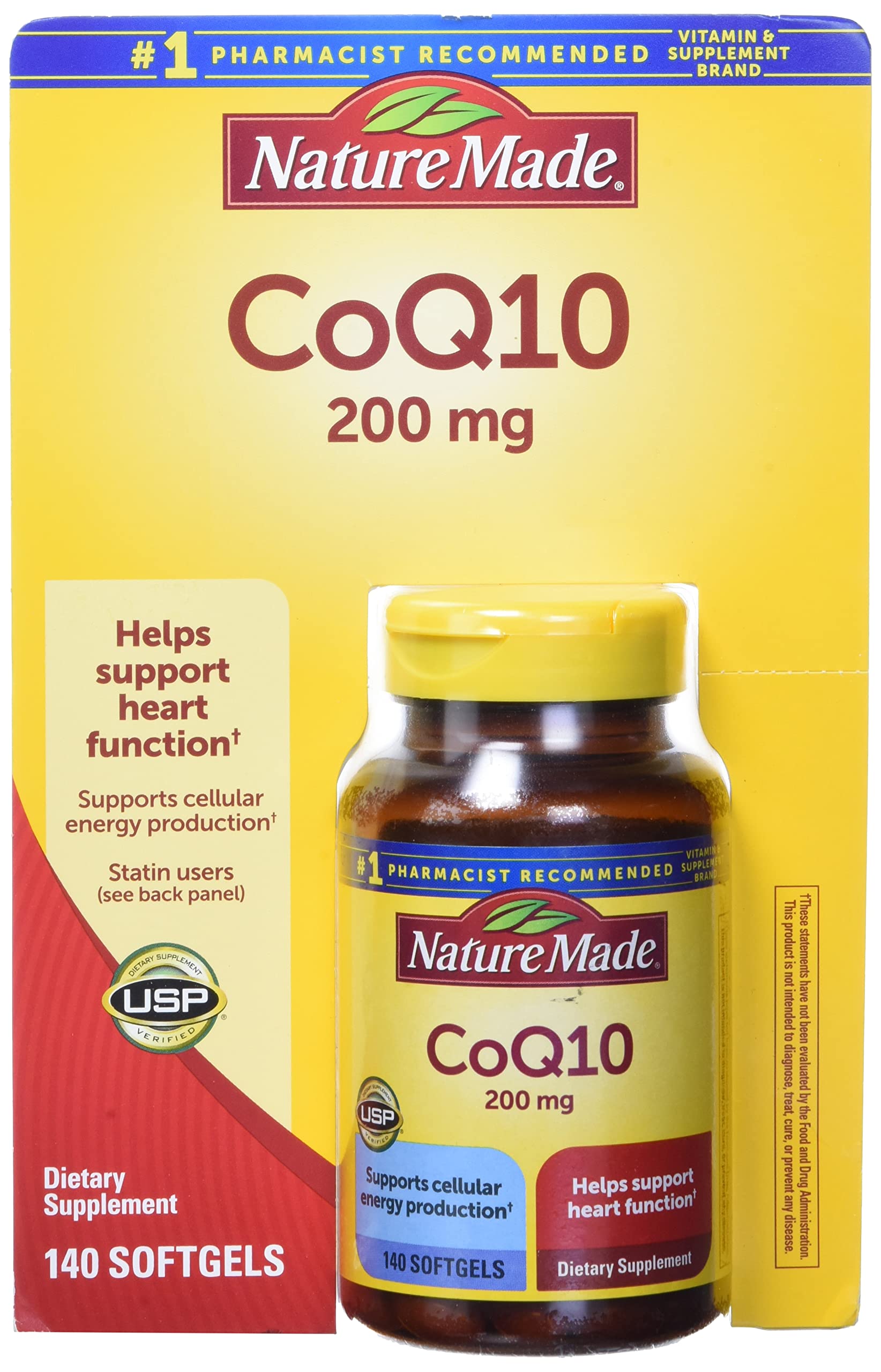 Nature Made Coq10 200 Mg Energía Celular 140 Softgels Sabor Neutro