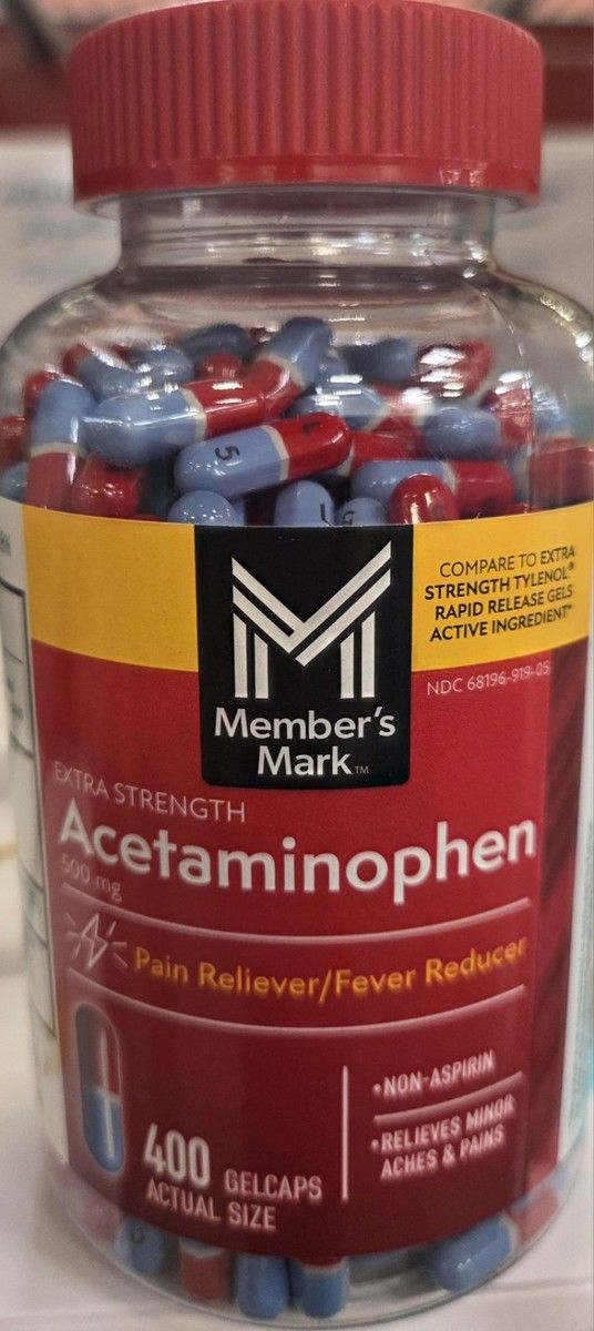 Member's Mark Acetaminophen 500 mg, 400 gelcaps