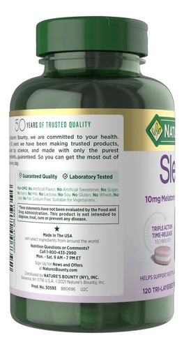 Nature's Bounty Sleep3 Melatonina 10mg 120 Tabletas 3
