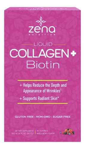 Zena Nutrition Colágeno Líquido Con Biotina 900 Ml 30 Oz Sin Sabor