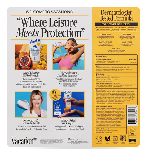 Pack 2 Protector Solar Vacation Spf 50 Locion Clasica 6oz 3