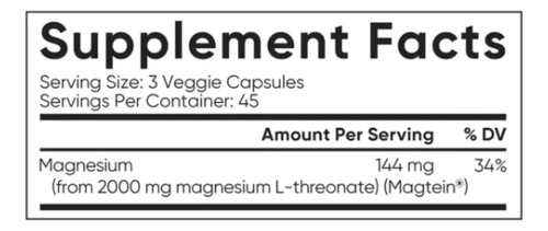 Magtein Magtein Magnesium L-Threonate 2000 mg, 135 Veggie Capsules 4