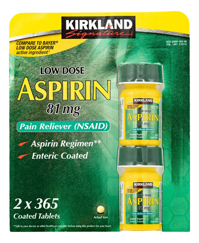 Kirkland Signature Low Dose Aspirin 81 mg Tablets