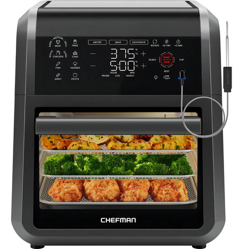 Freidora Digital Chefman Rj38 11.3l 5en1 Xl Acero Inoxidable 3 Canastos - Aceptable (Reacondicionado) Black
