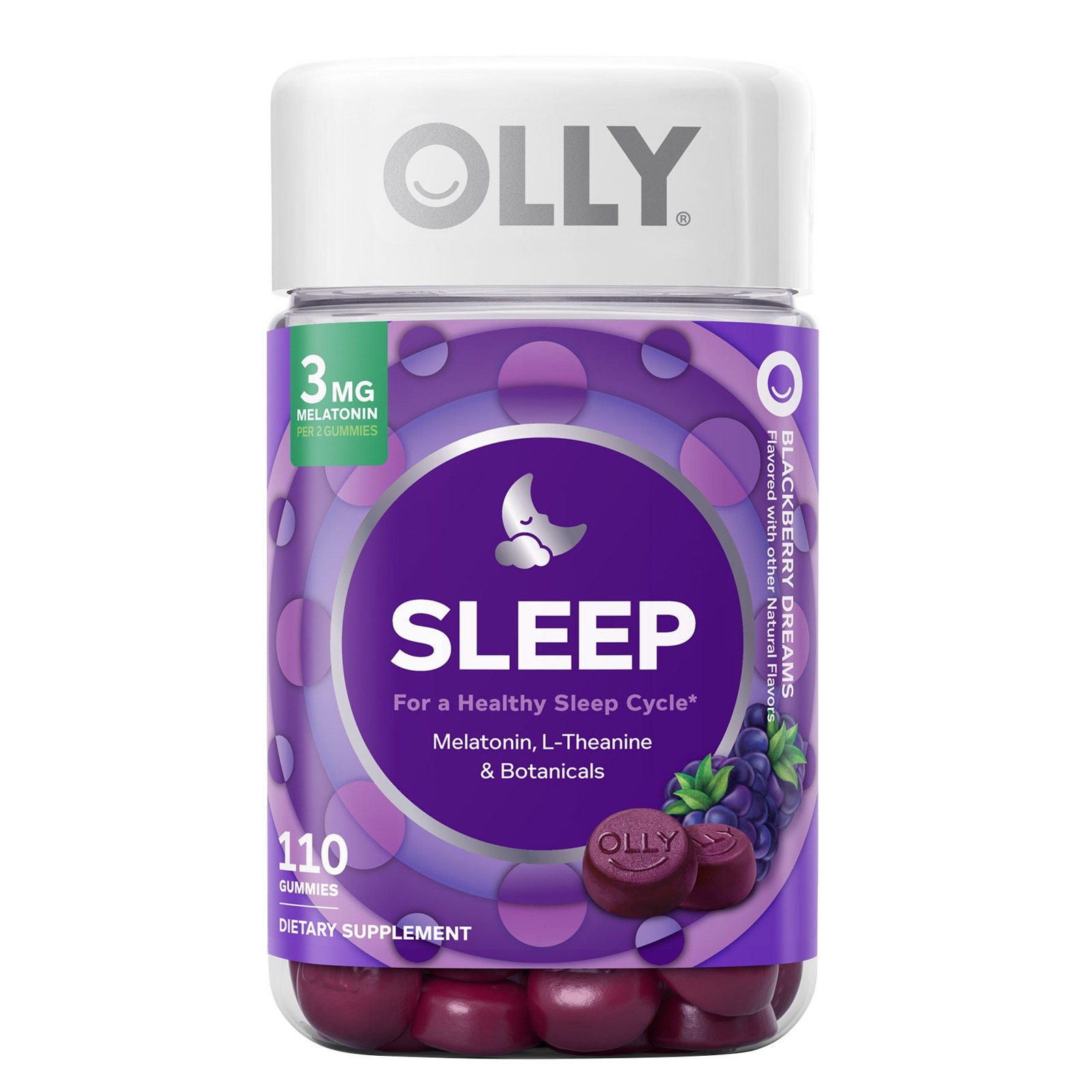 Olly Sleep Melatonina Premium 110 Gomitas Sabor Mora Zen Mora 2