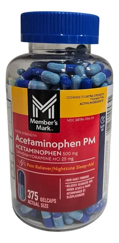 Member's Mark Extra Strength Acetaminophen PM 500 mg, 375 Gelcaps 3