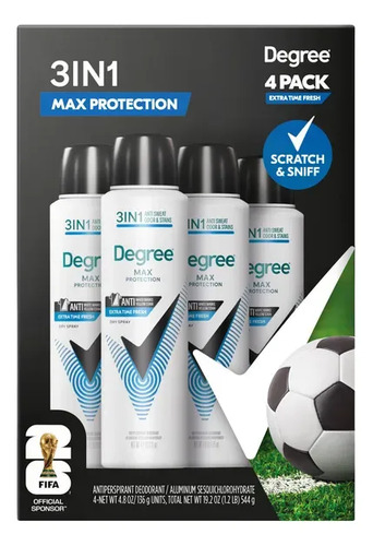 Desodorante Degree Men Max Protection Spray Fresh 4 Pack 4.8 Fresh