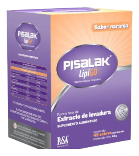 Pisalak Lipigo Postbióticos Para Perder Peso, C/45 Sobres Naranja 3